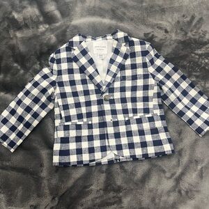 Blue and white checkered infant blazer
